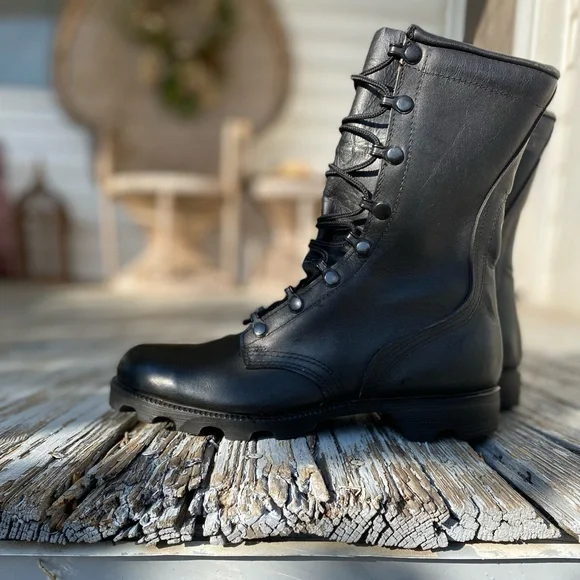 Vintage Combat Boots Altama Military Black Leather Lace Ups Mens 6 / Womens 8 - Picture 4 of 12